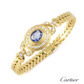 Cartier 18k Yellow Gold Sapphire & Diamond Bracelet